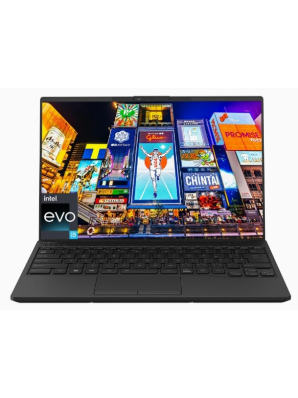 Laptops: Fujitsu UH-X 13th Gen Intel Evo Core i5 14 inch(35.5cm) FHD Thin & Light Laptop (16GB/512GB SSD)/Windows11/Office/Iris Xe Graphics/Backlit/Fingerprint Reader/Black/868gm - 4ZR1L12857 w/Sleeve